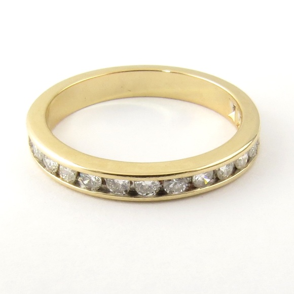 Vintage 14 Karat Yellow Gold Diamond Wedding Band Size #4604